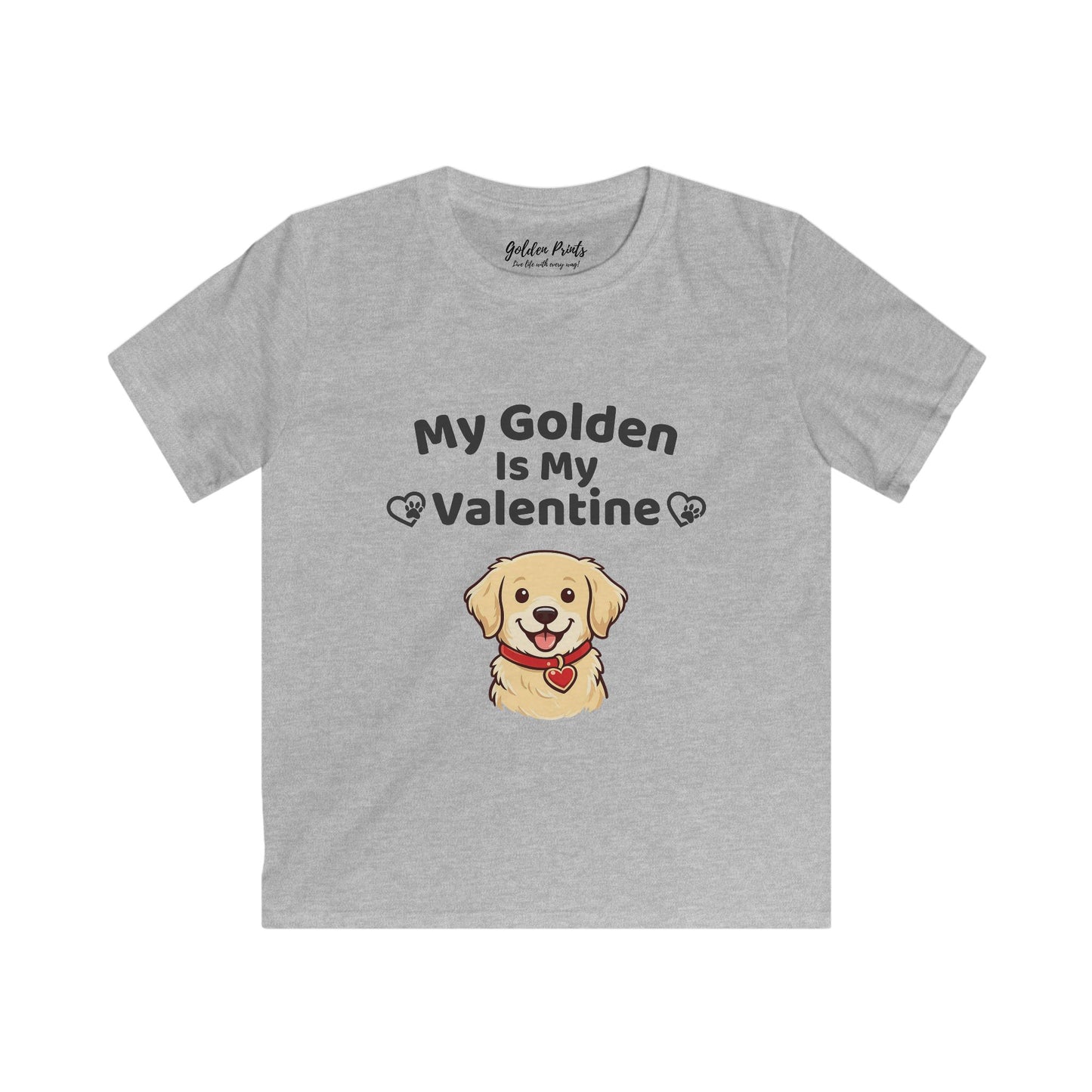 My Golden Is My Valentine | Kids Golden Retriever Valentine’s Day Shirt | Cute Dog Lover Tee
