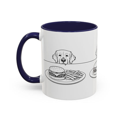 Golden Retriever Burger POV Mug | Dog Begging for Food Coffee Cup (11oz / 15oz)