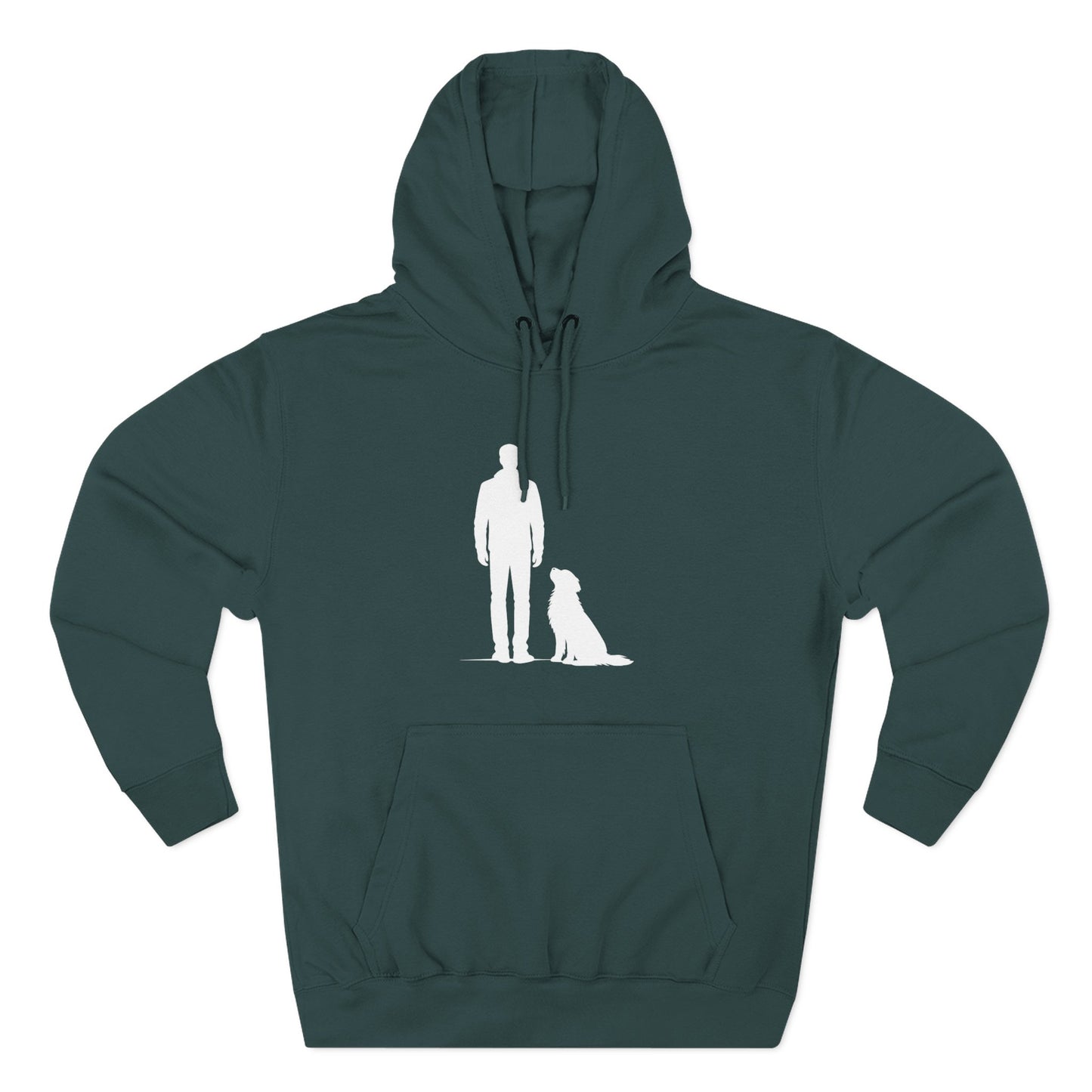 Man and Golden Retriever Silhouette Hoodie | Minimalist Dog Bond Pullover Sweatshirt