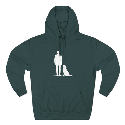 Man and Golden Retriever Silhouette Hoodie | Minimalist Dog Bond Pullover Sweatshirt