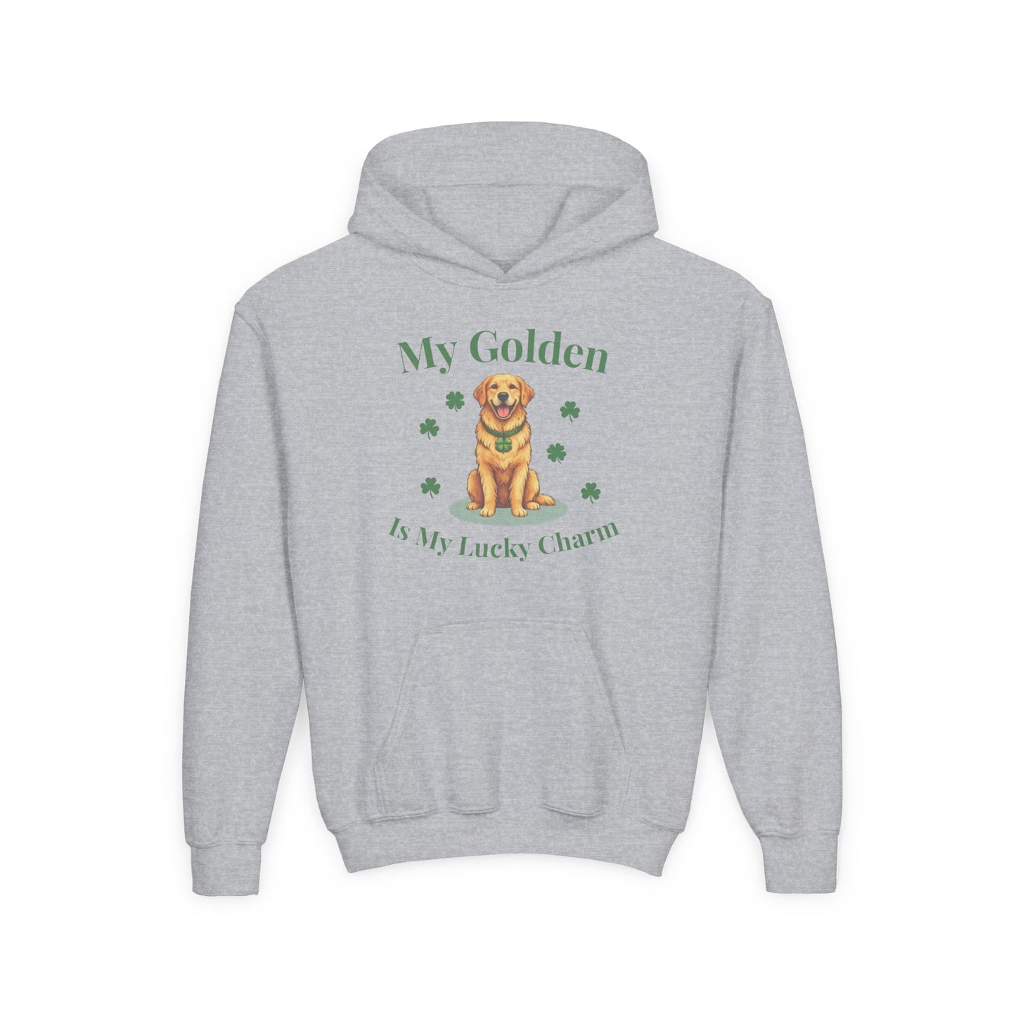 Youth Hoodie — “My Golden Is My Lucky Charm” St. Patrick’s Day Golden Retriever Sweatshirt