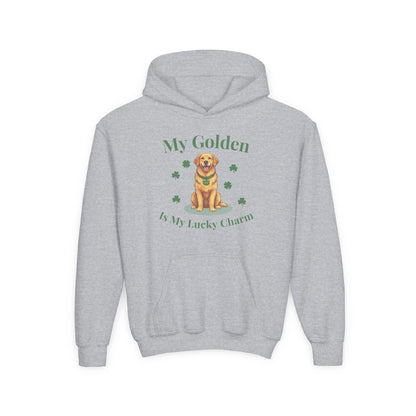Youth Hoodie — “My Golden Is My Lucky Charm” St. Patrick’s Day Golden Retriever Sweatshirt
