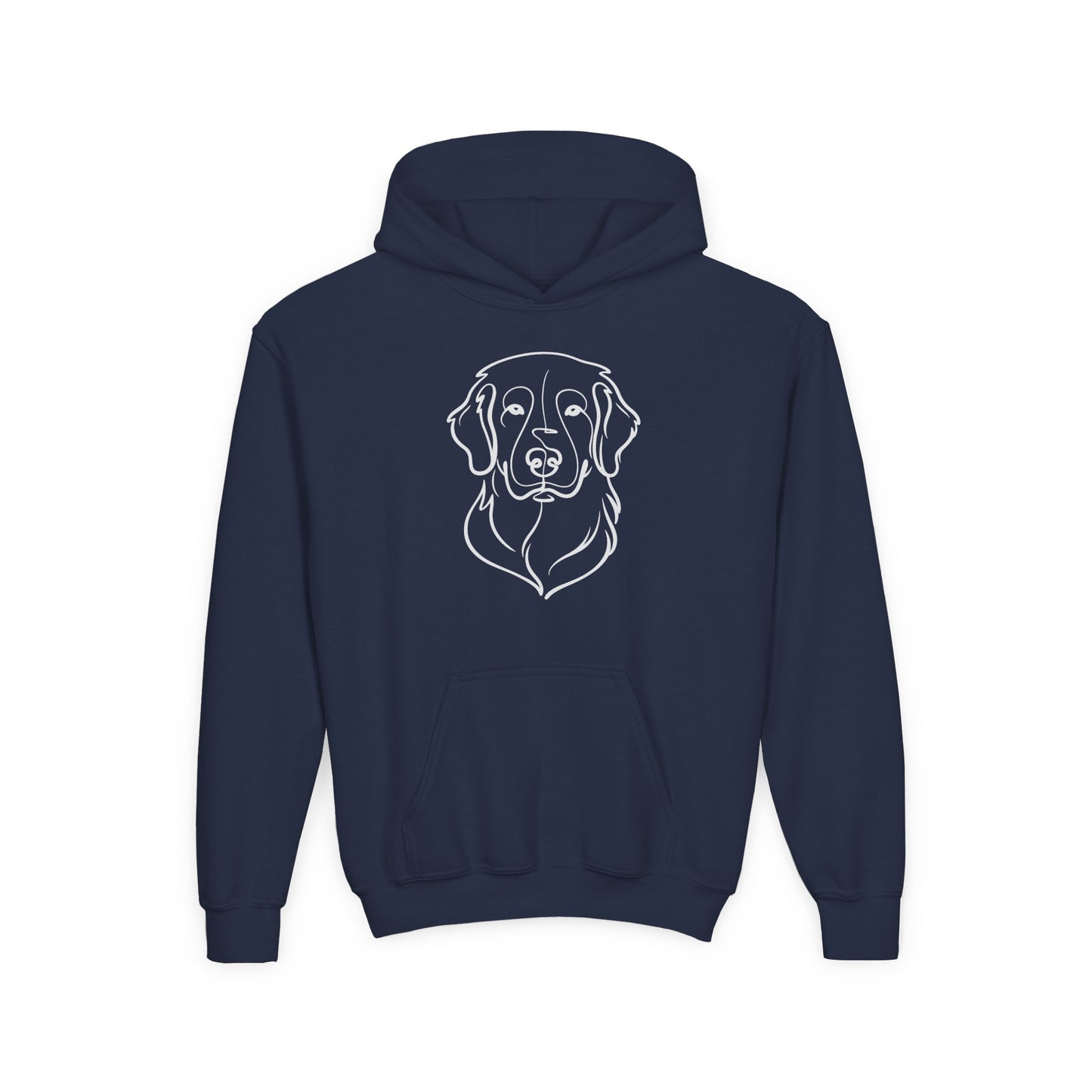 Youth Golden Retriever Line Art Hoodie | Minimal Dog Portrait Sweatshirt