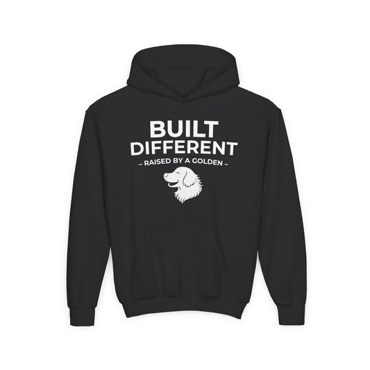 Built Different. Raised by a Golden Kids Sweatshirt | Golden Retriever Shirt for Kids