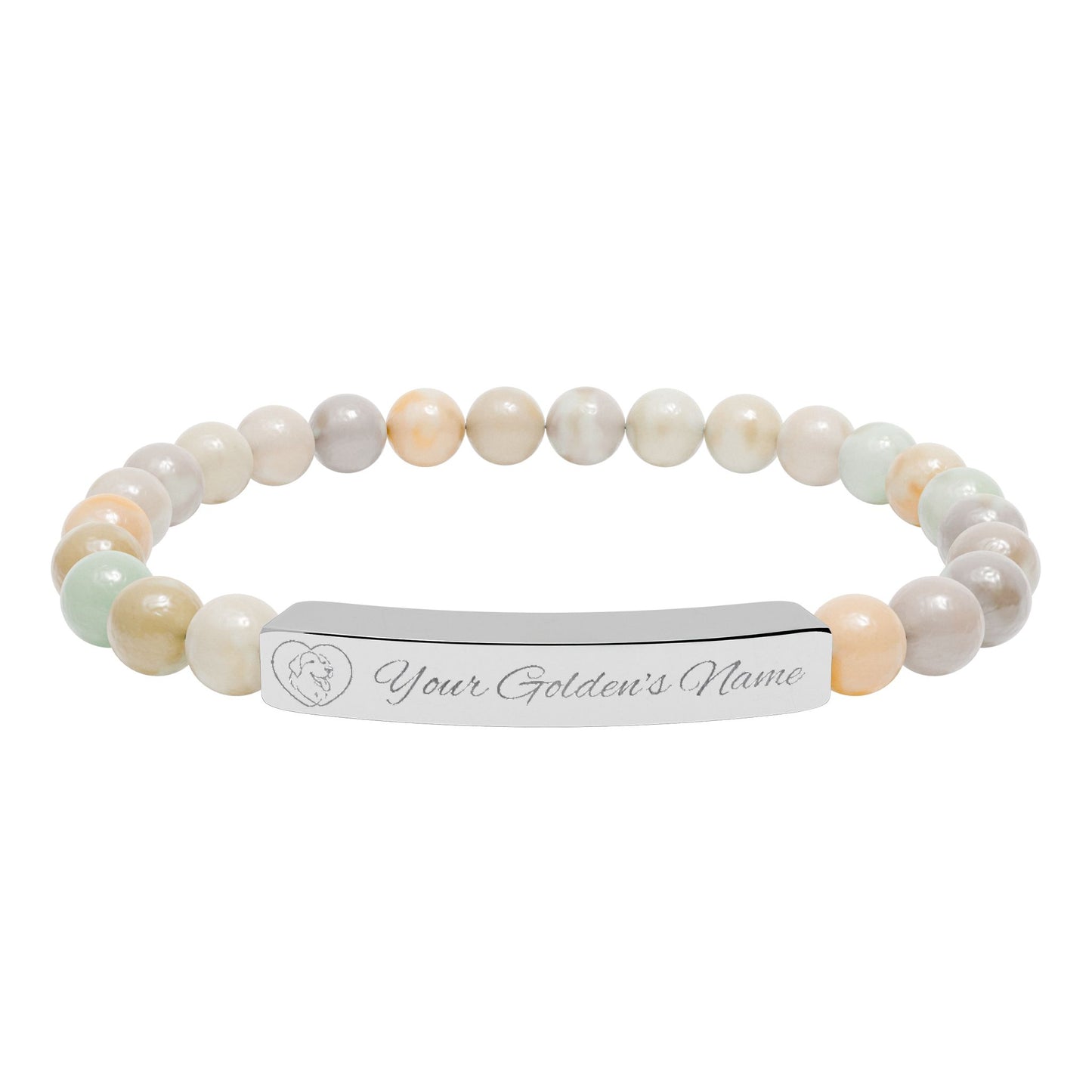 Custom Name Engraved | Stone Stretch Bracelet