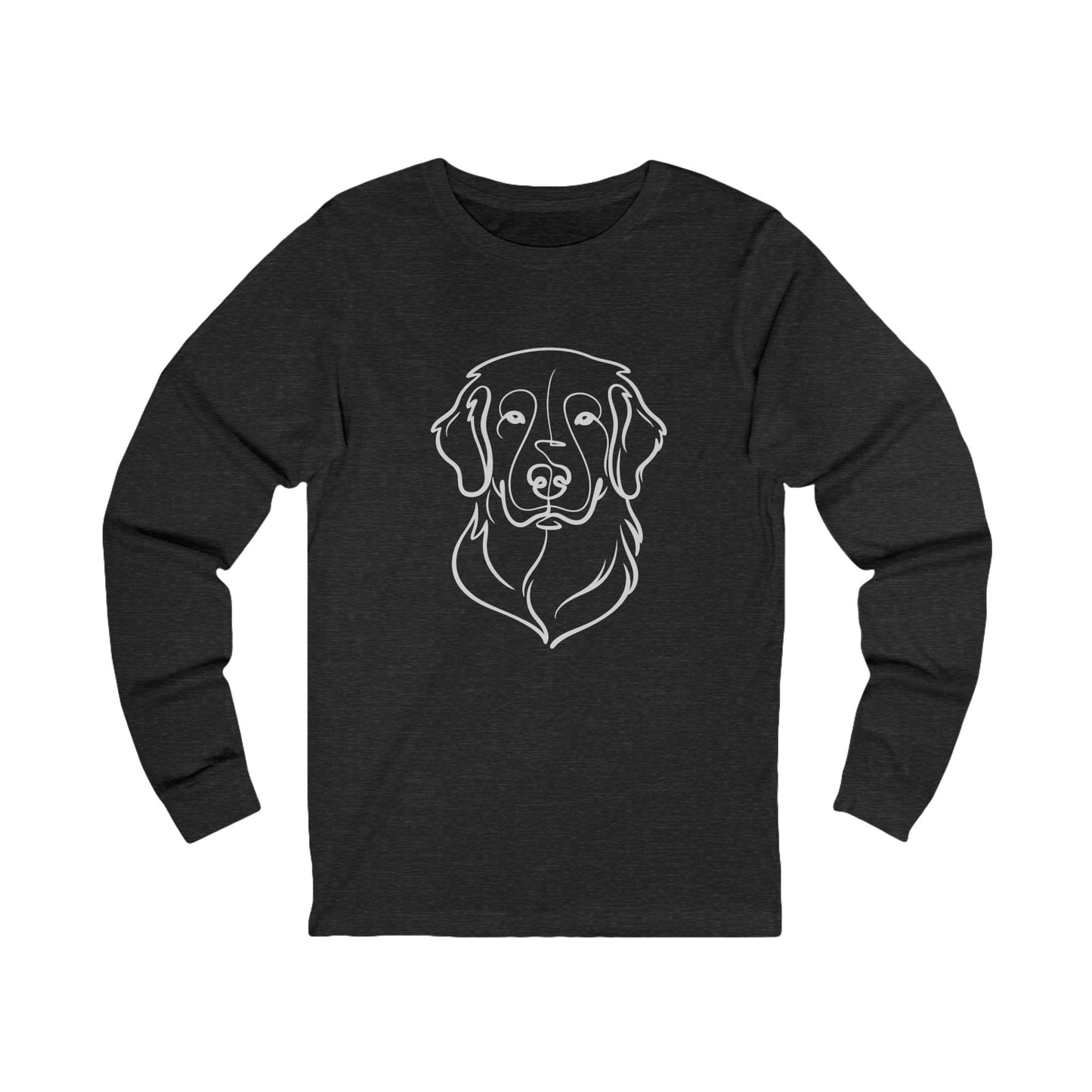 Golden Retriever Outline Long Sleeve Tee | Minimal Line Art Dog Shirt - Golden Retriever Line Art, Dog Line Art