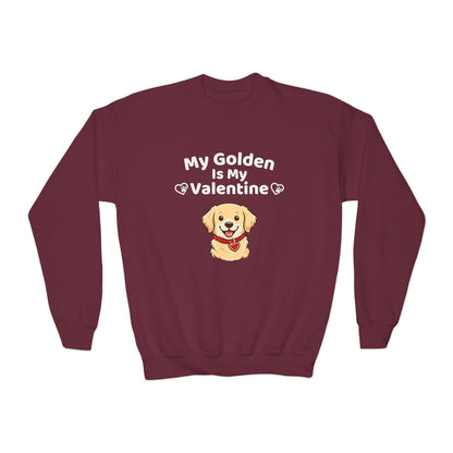 Youth Golden Retriever Valentine Sweatshirt | Cute Valentine's Day Apparel for Dog Lovers | Gift Ideas