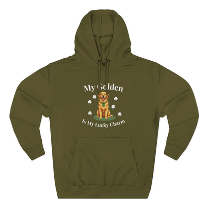 Hoodie — “My Golden Is My Lucky Charm” St. Patrick’s Day Golden Retriever Sweatshirt
