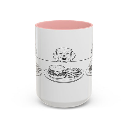 Golden Retriever Burger POV Mug | Dog Begging for Food Coffee Cup (11oz / 15oz)