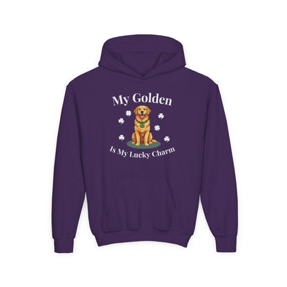 Youth Hoodie — “My Golden Is My Lucky Charm” St. Patrick’s Day Golden Retriever Sweatshirt