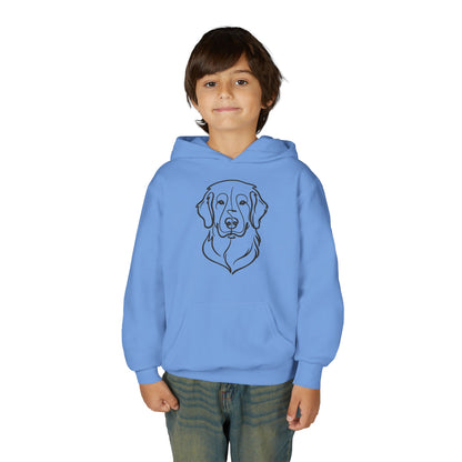 Youth Golden Retriever Line Art Hoodie | Minimal Dog Portrait Sweatshirt