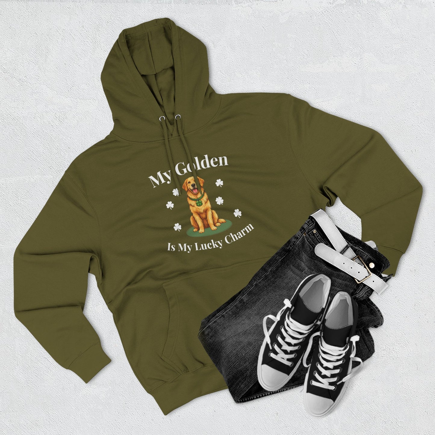Hoodie — “My Golden Is My Lucky Charm” St. Patrick’s Day Golden Retriever Sweatshirt