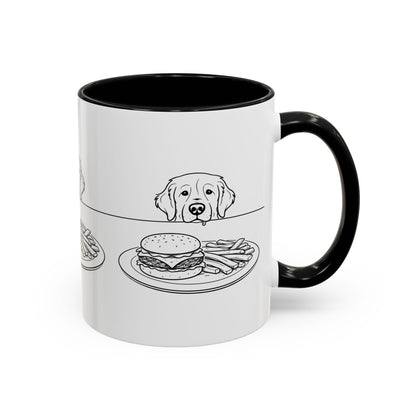 Golden Retriever Burger POV Mug | Dog Begging for Food Coffee Cup (11oz / 15oz)