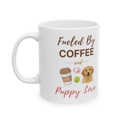 Coffee Mug – Fueled by Coffee & Puppy Love | Golden Retriever Gift