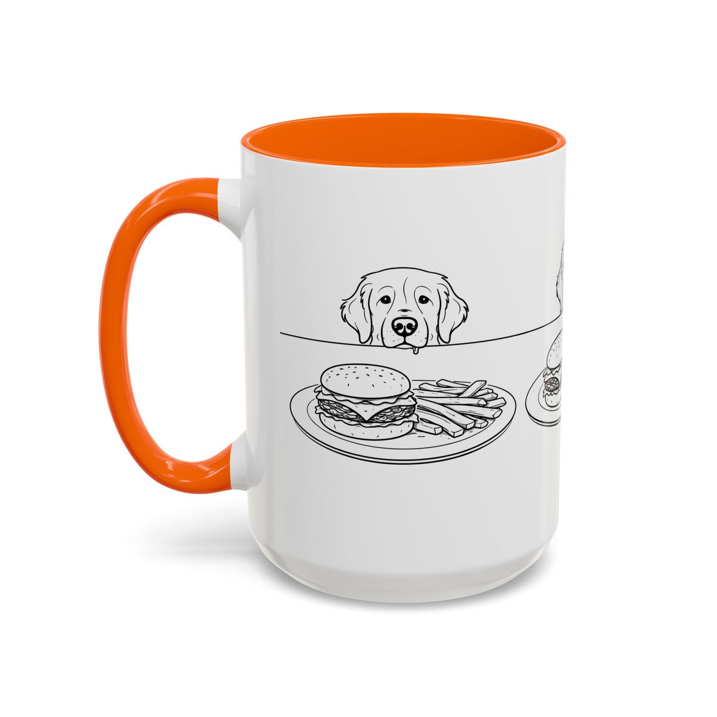Golden Retriever Burger POV Mug | Dog Begging for Food Coffee Cup (11oz / 15oz)