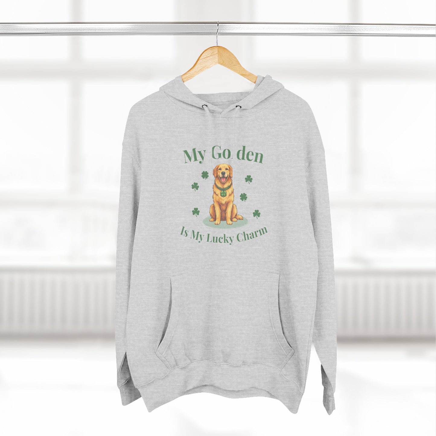 Hoodie — “My Golden Is My Lucky Charm” St. Patrick’s Day Golden Retriever Sweatshirt