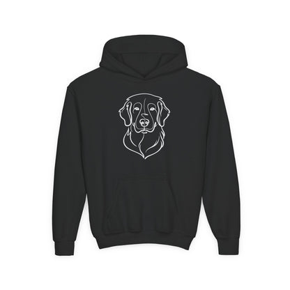 Youth Golden Retriever Line Art Hoodie | Minimal Dog Portrait Sweatshirt