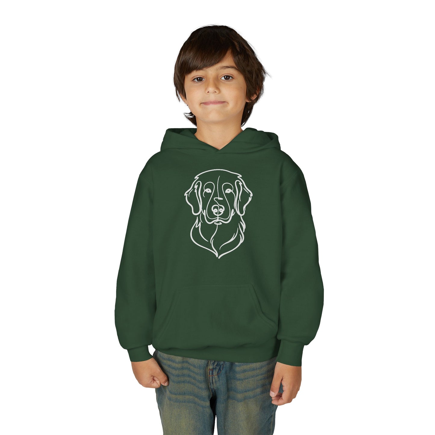 Youth Golden Retriever Line Art Hoodie | Minimal Dog Portrait Sweatshirt