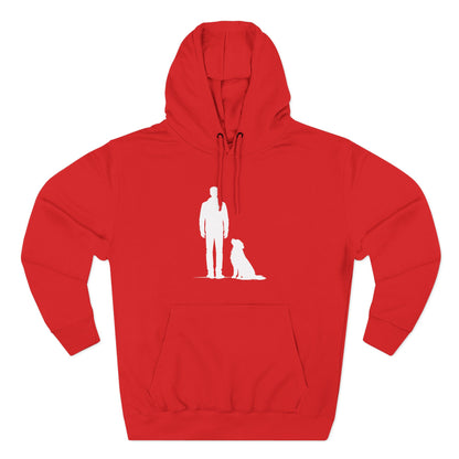 Man and Golden Retriever Silhouette Hoodie | Minimalist Dog Bond Pullover Sweatshirt