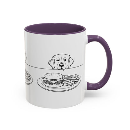 Golden Retriever Burger POV Mug | Dog Begging for Food Coffee Cup (11oz / 15oz)