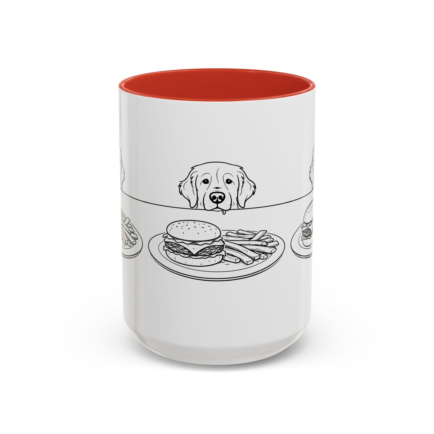 Golden Retriever Burger POV Mug | Dog Begging for Food Coffee Cup (11oz / 15oz)