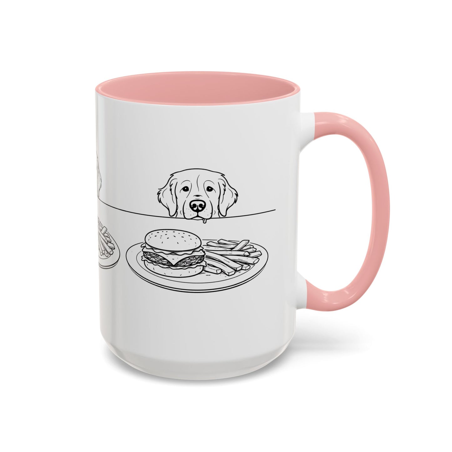 Golden Retriever Burger POV Mug | Dog Begging for Food Coffee Cup (11oz / 15oz)