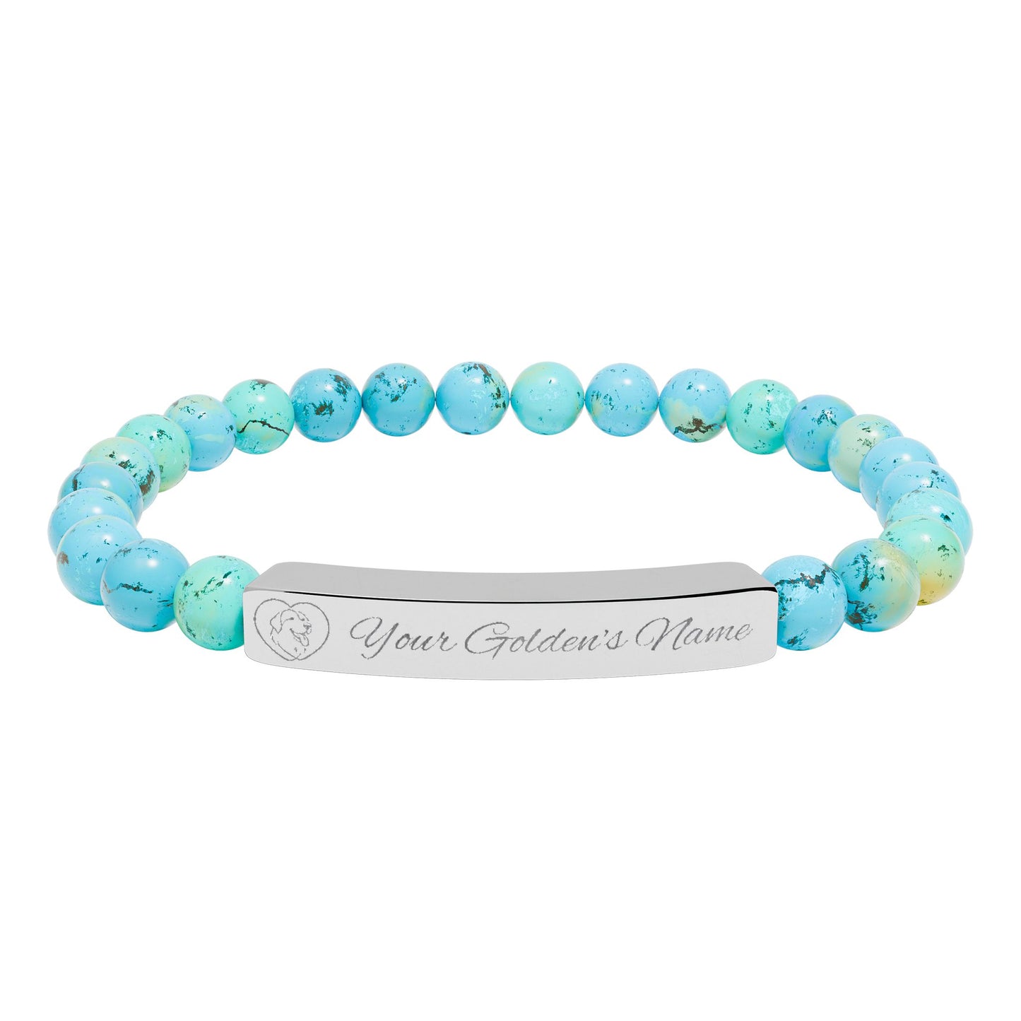 Custom Name Engraved | Stone Stretch Bracelet