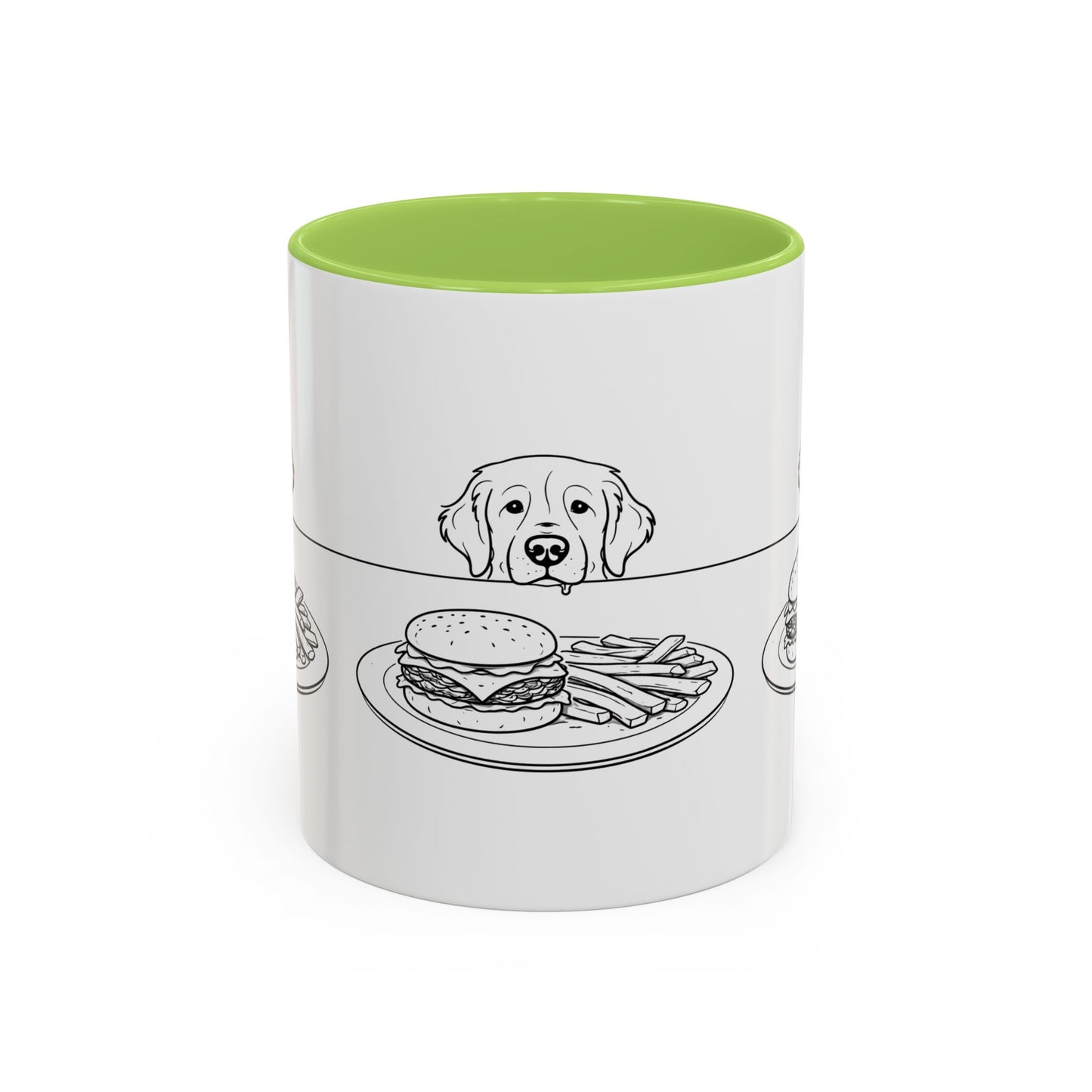 Golden Retriever Burger POV Mug | Dog Begging for Food Coffee Cup (11oz / 15oz)