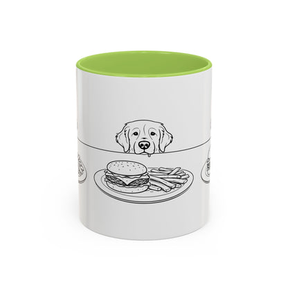Golden Retriever Burger POV Mug | Dog Begging for Food Coffee Cup (11oz / 15oz)