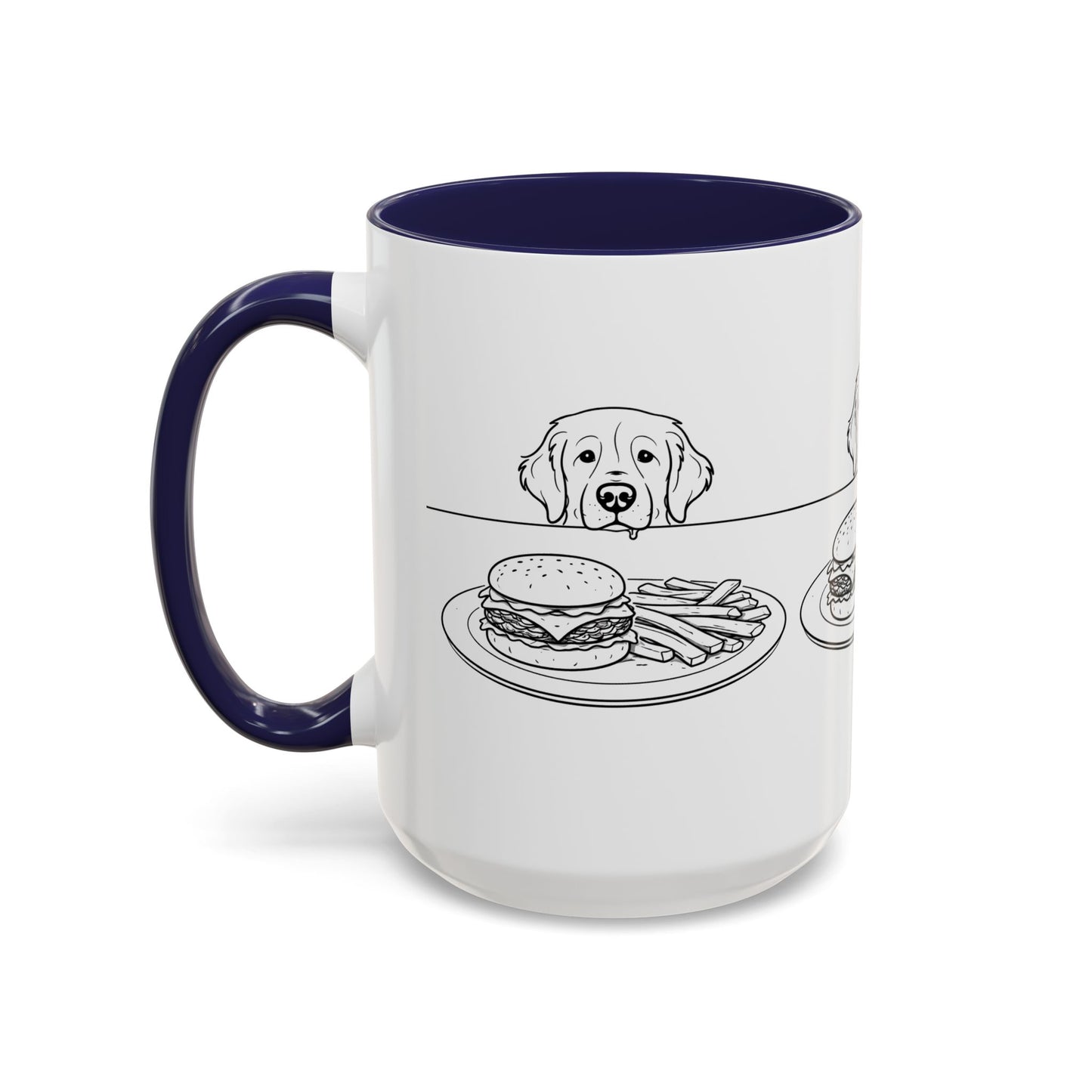 Golden Retriever Burger POV Mug | Dog Begging for Food Coffee Cup (11oz / 15oz)