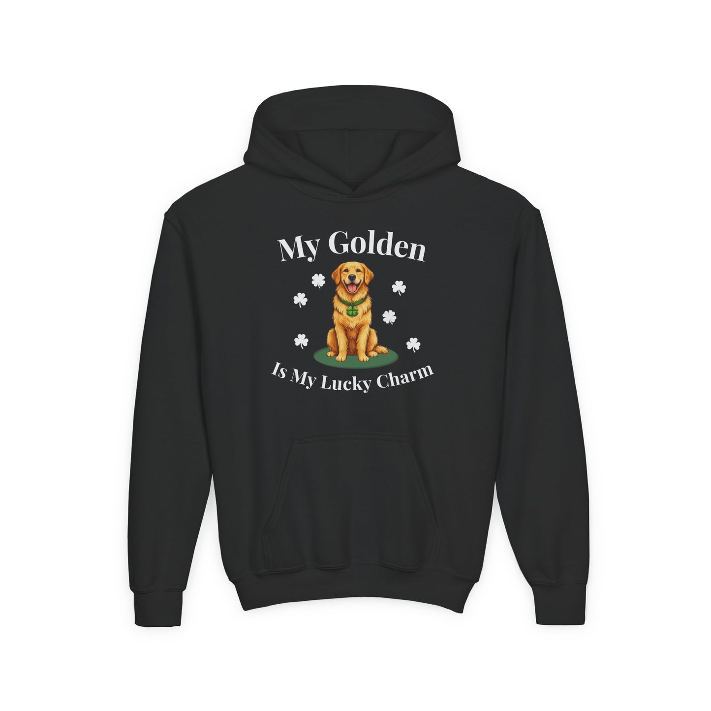 Youth Hoodie — “My Golden Is My Lucky Charm” St. Patrick’s Day Golden Retriever Sweatshirt
