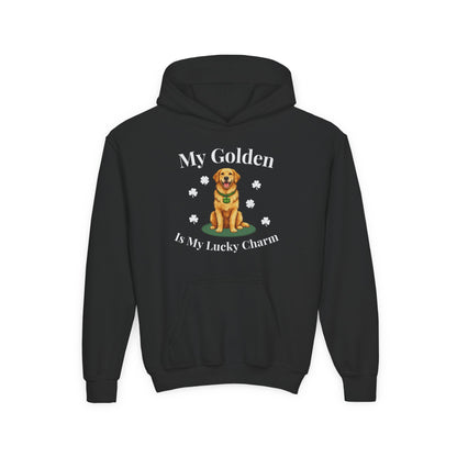 Youth Hoodie — “My Golden Is My Lucky Charm” St. Patrick’s Day Golden Retriever Sweatshirt