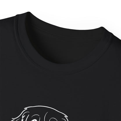 Dog Begging for Burger T-Shirt | Golden Retriever POV Line Art Tee
