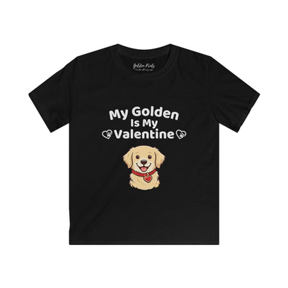 My Golden Is My Valentine | Kids Golden Retriever Valentine’s Day Shirt | Cute Dog Lover Tee