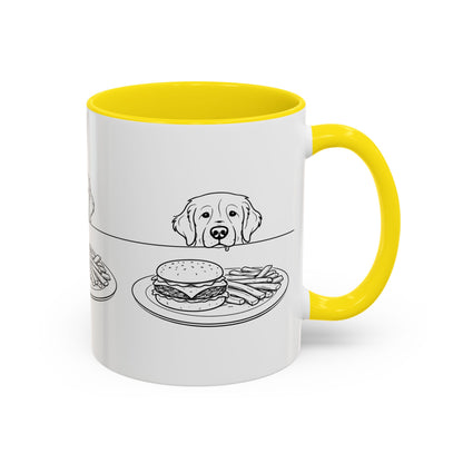 Golden Retriever Burger POV Mug | Dog Begging for Food Coffee Cup (11oz / 15oz)