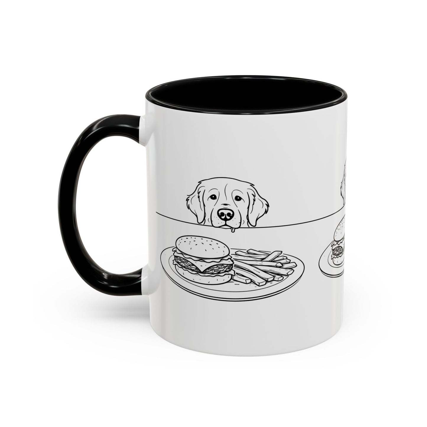 Golden Retriever Burger POV Mug | Dog Begging for Food Coffee Cup (11oz / 15oz)