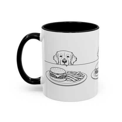 Golden Retriever Burger POV Mug | Dog Begging for Food Coffee Cup (11oz / 15oz)