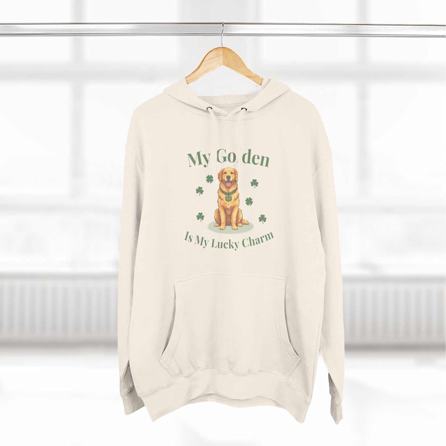 Hoodie — “My Golden Is My Lucky Charm” St. Patrick’s Day Golden Retriever Sweatshirt
