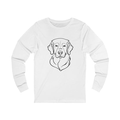 Golden Retriever Outline Long Sleeve Tee | Minimal Line Art Dog Shirt - Golden Retriever Line Art, Dog Line Art