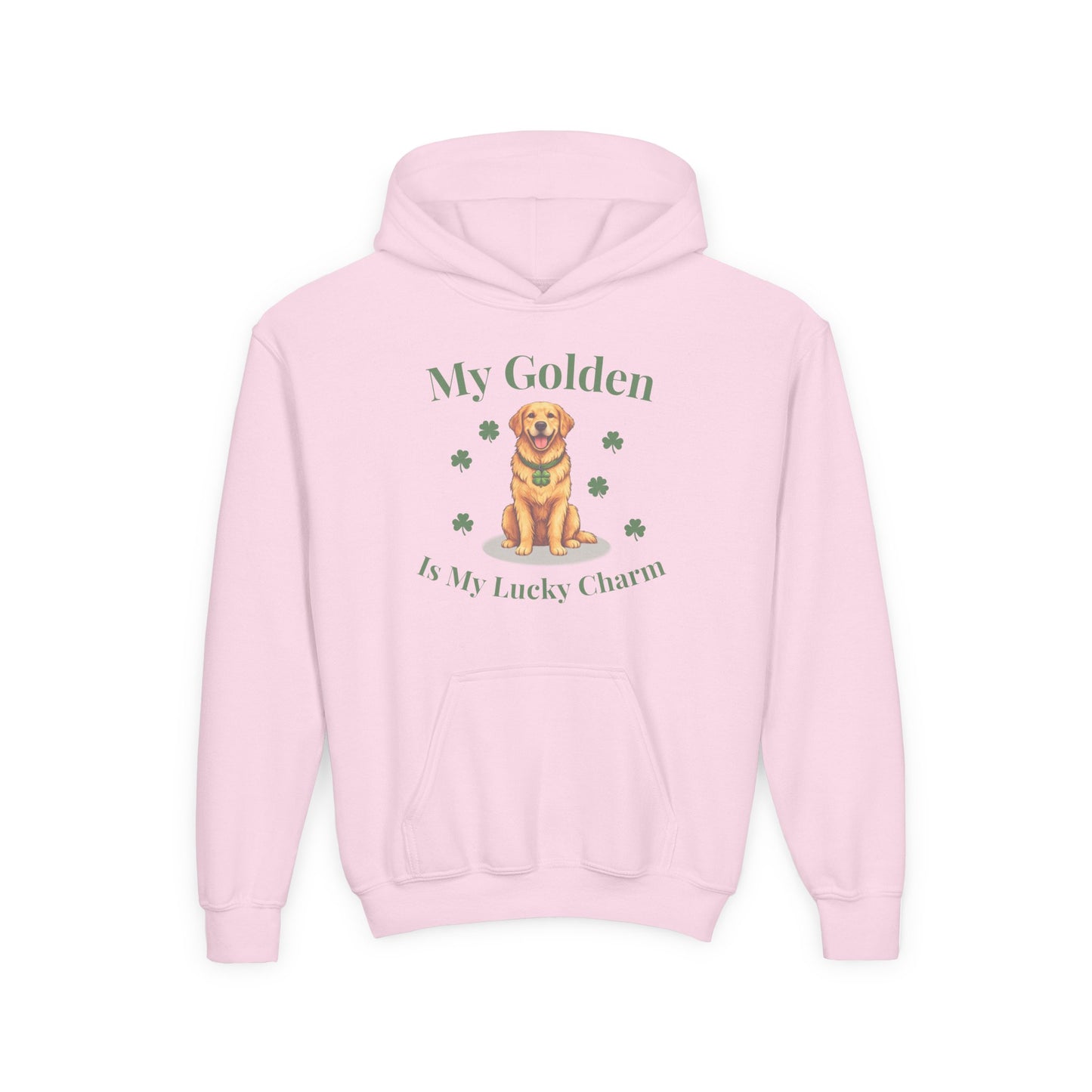 Youth Hoodie — “My Golden Is My Lucky Charm” St. Patrick’s Day Golden Retriever Sweatshirt