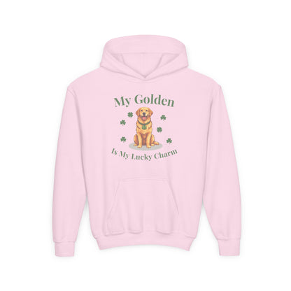 Youth Hoodie — “My Golden Is My Lucky Charm” St. Patrick’s Day Golden Retriever Sweatshirt