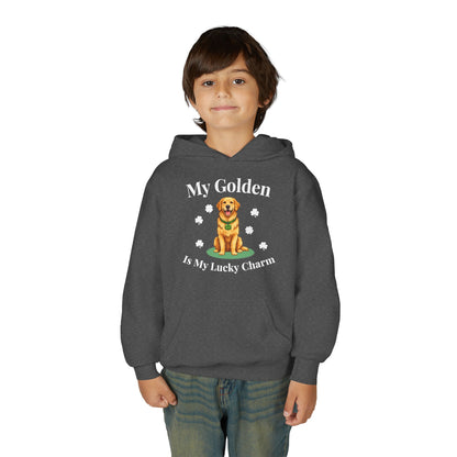 Youth Hoodie — “My Golden Is My Lucky Charm” St. Patrick’s Day Golden Retriever Sweatshirt