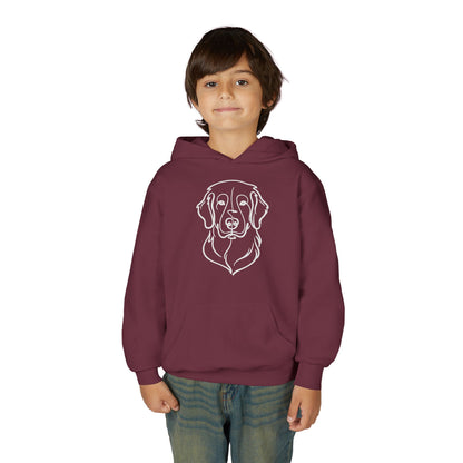 Youth Golden Retriever Line Art Hoodie | Minimal Dog Portrait Sweatshirt