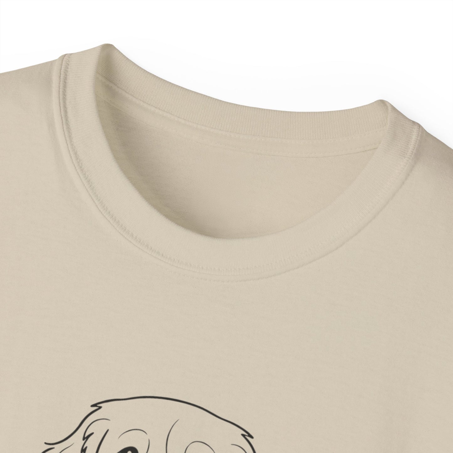 Dog Begging for Burger T-Shirt | Golden Retriever POV Line Art Tee