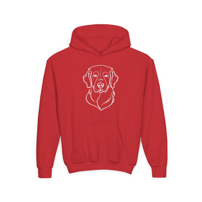Youth Golden Retriever Line Art Hoodie | Minimal Dog Portrait Sweatshirt