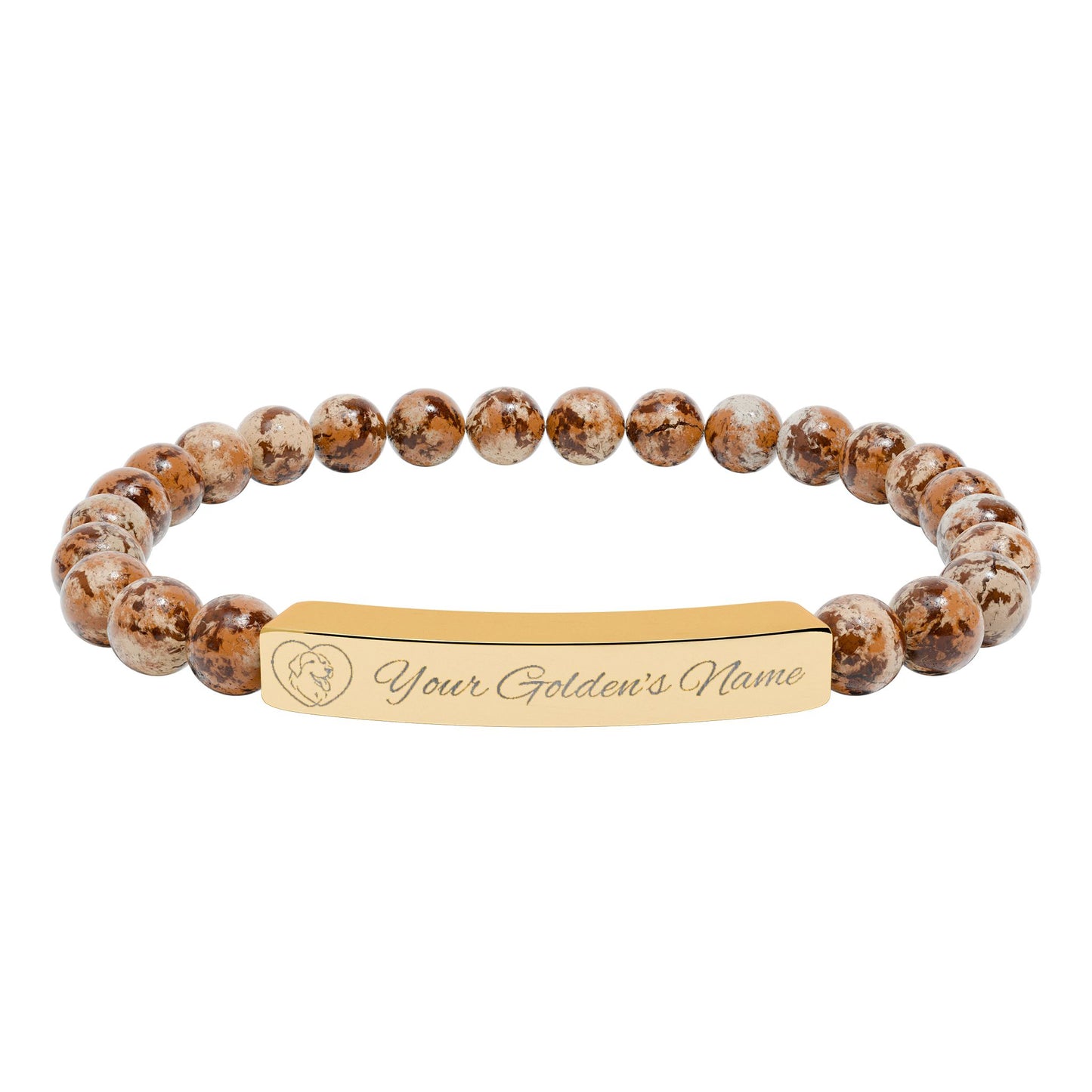 Custom Name Engraved | Stone Stretch Bracelet