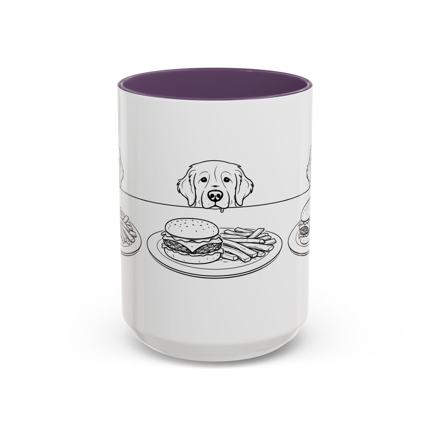 Golden Retriever Burger POV Mug | Dog Begging for Food Coffee Cup (11oz / 15oz)