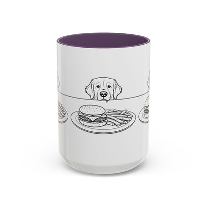 Golden Retriever Burger POV Mug | Dog Begging for Food Coffee Cup (11oz / 15oz)