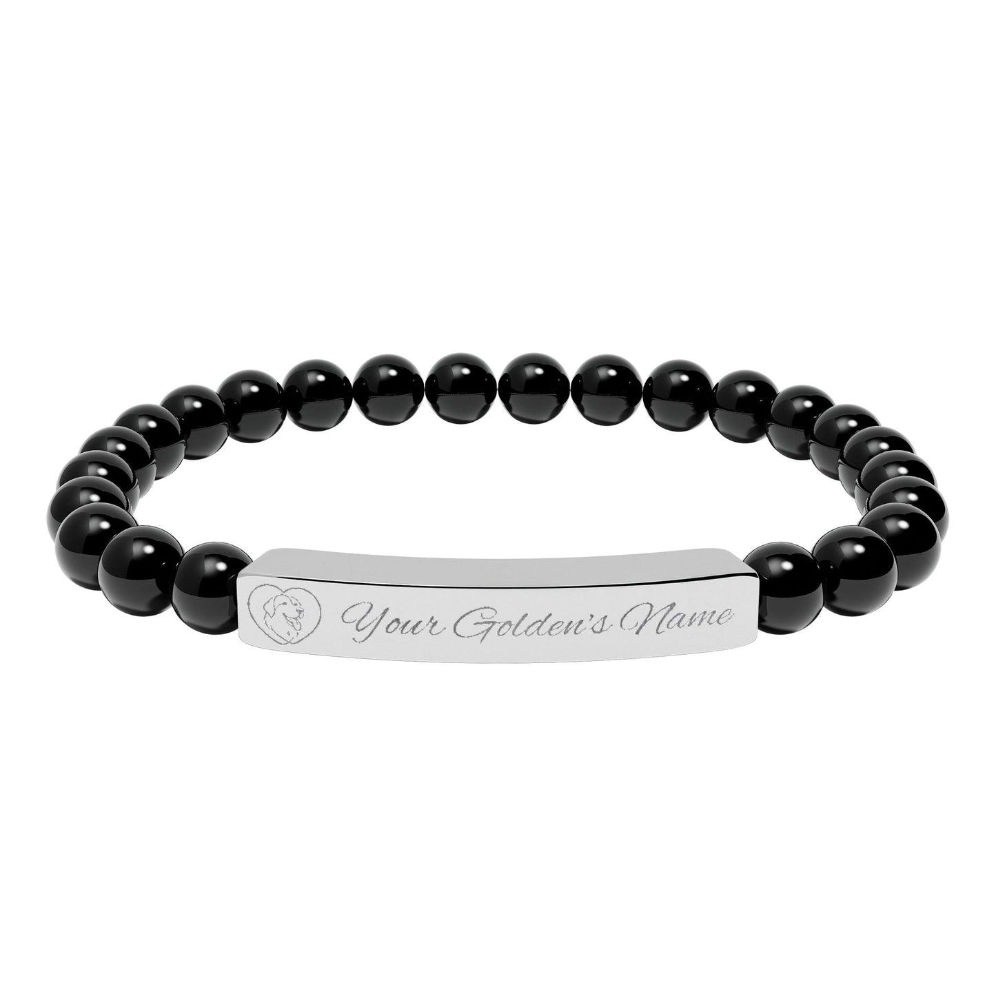 Custom Name Engraved | Stone Stretch Bracelet