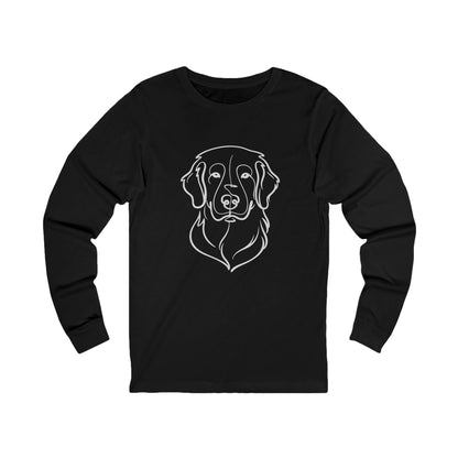 Golden Retriever Outline Long Sleeve Tee | Minimal Line Art Dog Shirt - Golden Retriever Line Art, Dog Line Art
